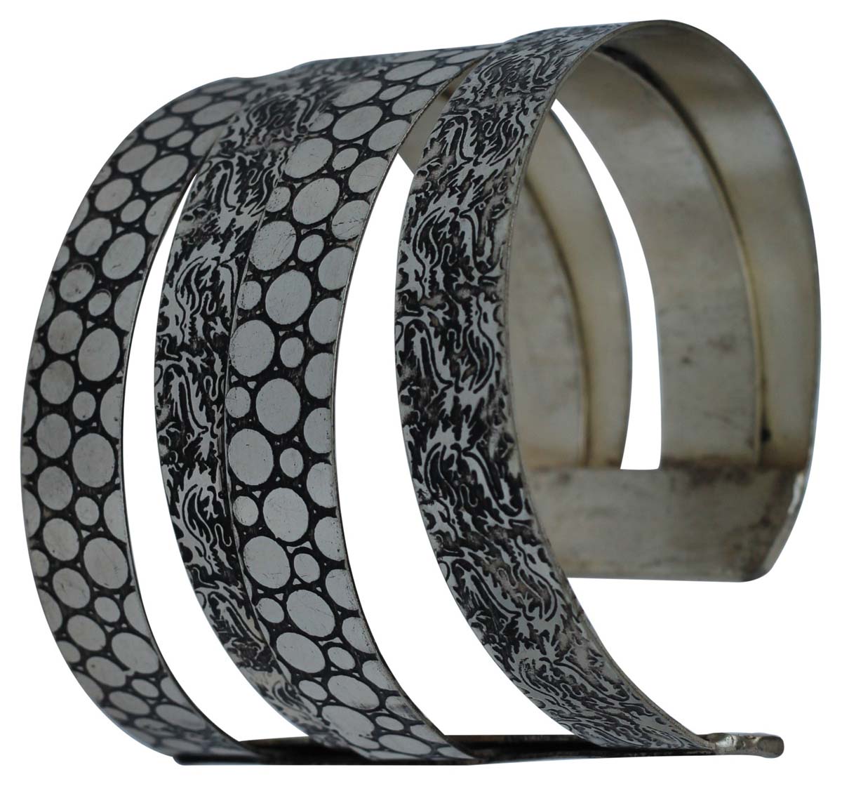 Buy Bracelets in Bulk – Cuff Bracelet – Cast in Brass – Silver Plated with Black Antique Finish – Dotted & Abstract Pattern – Wholesale Bulk Bracelets 